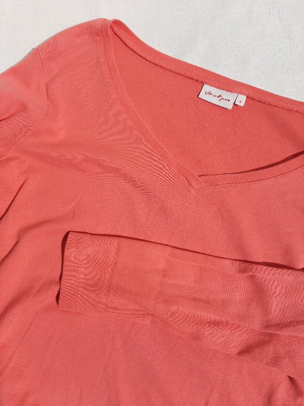 Salmon Jackpot V Neck Long Sleeve Top